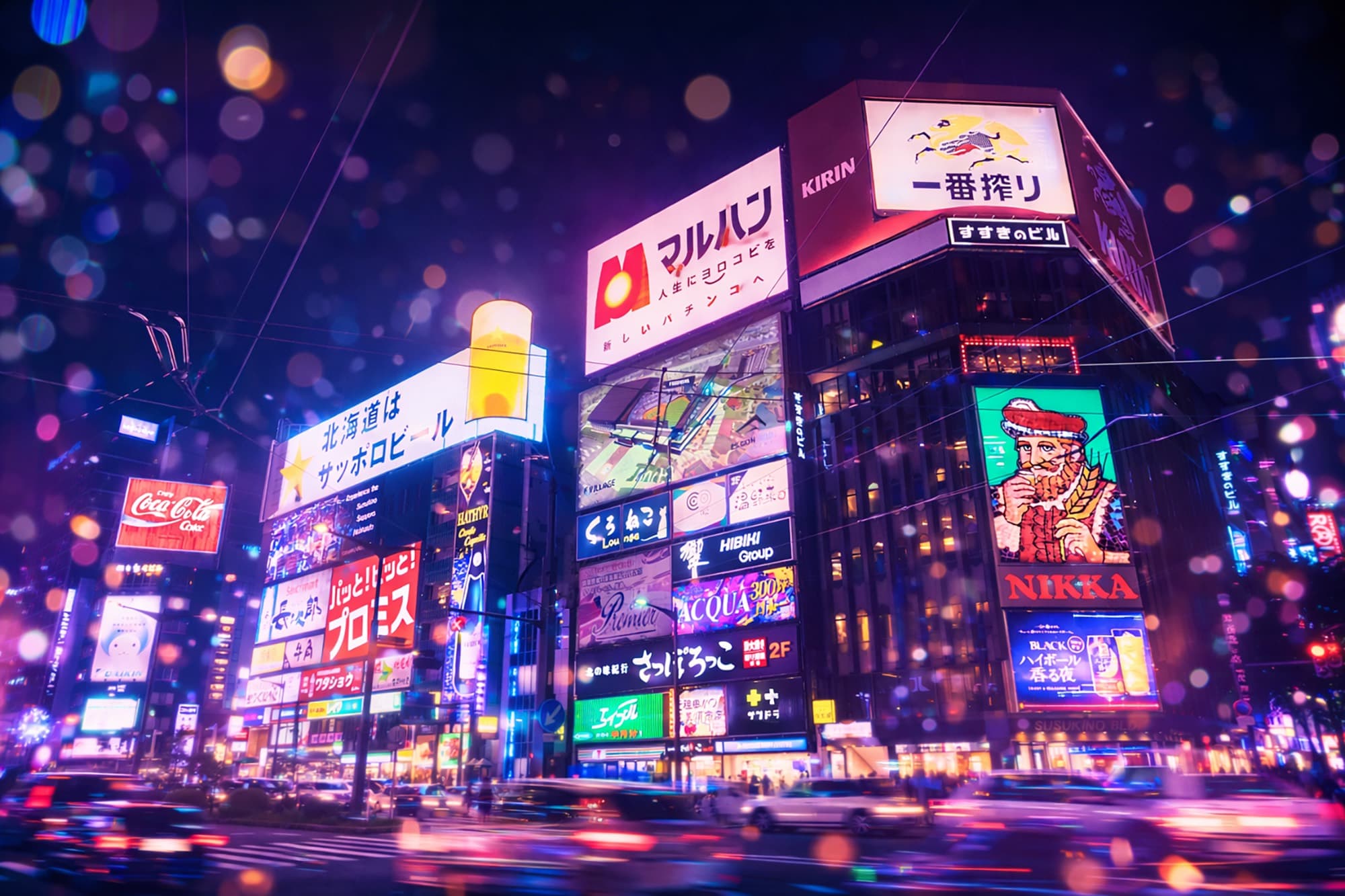 すすきののネオン街